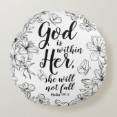 神は彼女の装飾用クッションの中に感動的ある ラウンドクッション (正面)