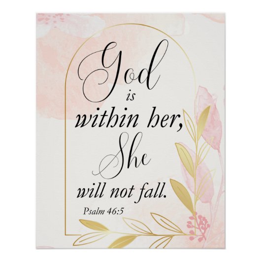 神は彼女の詩篇46:5ピンクの植物学の中にある ポスター (正面)