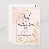 神は彼女の詩篇46:5ピンクの植物学の中にある ポストカード (正面/裏面)