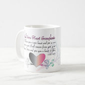 神は心臓移植を与えます コーヒーマグカップ (正面左)