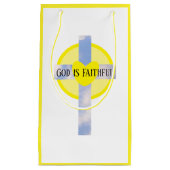 神は忠実な十字架の癒し聖書の聖句イエロー スモールペーパーバッグ (正面)