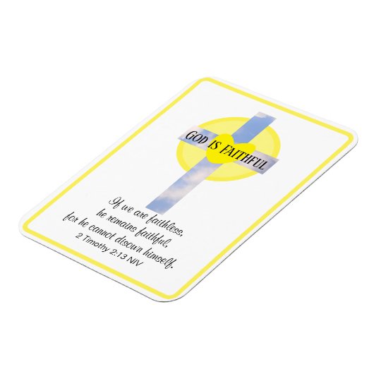 神は忠実な十字架感動的の聖句である マグネット (左側)