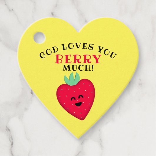 神は愛あなたベリーの多くのイチゴハート フェイバータグ (正面)