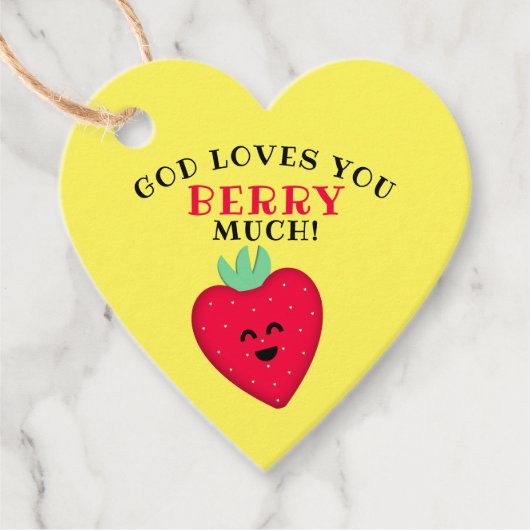 神は愛あなたベリーの多くのイチゴハート フェイバータグ (正面)