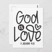 神は愛である。1ヨハネ4:8聖書の聖なる書物、 経典 ポストカード (正面/裏面)
