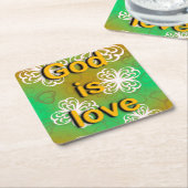 神は愛なり スクエアペーパーコースター (アングル)