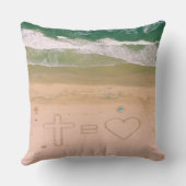 神は愛に等しく、イエスは愛であり、ビーチ海は十字架 クッション (裏面)