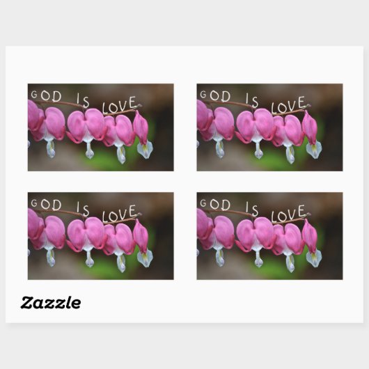 神は愛のハート 長方形シール (シート)