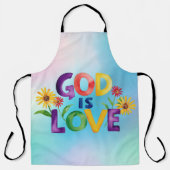 神は愛のバイブルカラフル引用文 エプロン (正面)