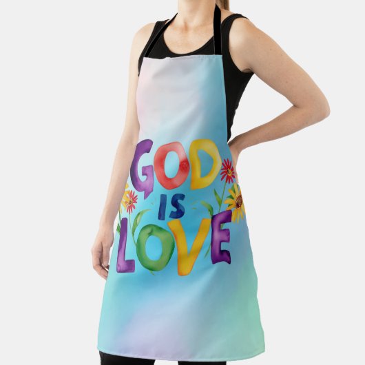神は愛のバイブルカラフル引用文 エプロン (インサイチュ)