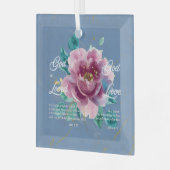 神は愛のバイブル聖句ブルークリスチャンであるフローラ ガラスオーナメント (正面左)