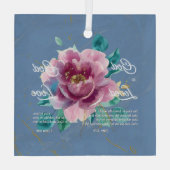 神は愛のバイブル聖句ブルークリスチャンであるフローラ ガラスオーナメント (裏面)