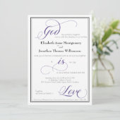 神は愛の優雅な紫の結婚式招待状 招待状 (スタンド正面)