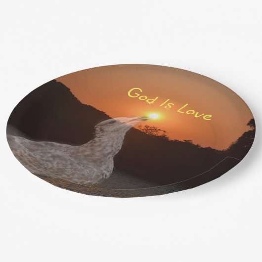 神は愛の夕日 ペーパープレート (アングル)