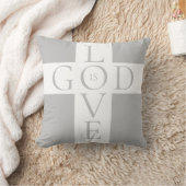 神は愛の引用文クリスチャングレーと白 クッション (ブランケット)