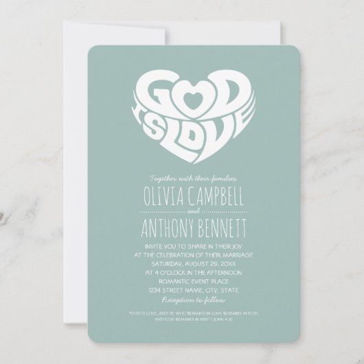 神は愛の聖句キリスト教結婚の 招待状 (正面)