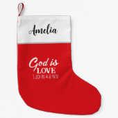 神は愛の聖句クリスチャン赤と白 スモールクリスマスストッキング (正面)