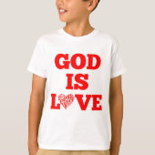 神は愛の聖書引用文少年 Tシャツ (正面)