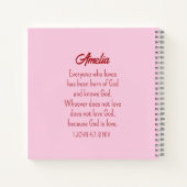 神は愛の聖書聖句キリスト教の信仰ピンク ノートブック (裏面)