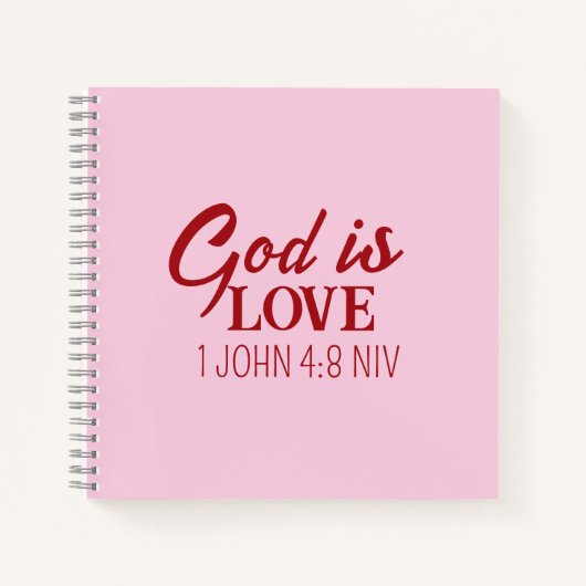 神は愛の聖書聖句キリスト教の信仰ピンク ノートブック (正面)