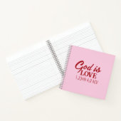 神は愛の聖書聖句キリスト教の信仰ピンク ノートブック (内部)