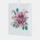 神は愛の聖書聖句フローラ ガラスオーナメント (正面左)