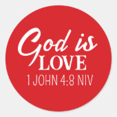 神は愛の聖聖書聖句聖教信赤 ラウンドシール (正面)