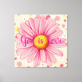 神は愛ひまわりカラフルのバイブル引用文 キャンバスプリント (正面)