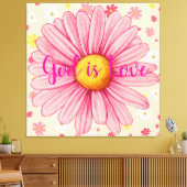 神は愛ひまわりカラフルのバイブル引用文 キャンバスプリント (インサイチュ (リビング))