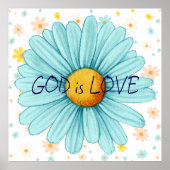 神は愛ひまわりカラフルのバイブル引用文 ポスター (正面)