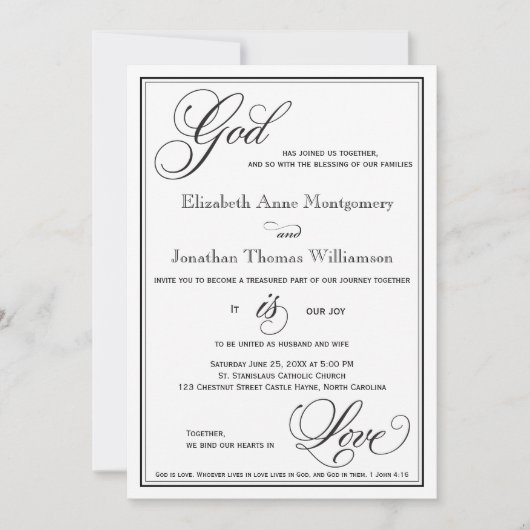 神は愛キリスト教台本結婚式招待状 招待状 (正面)