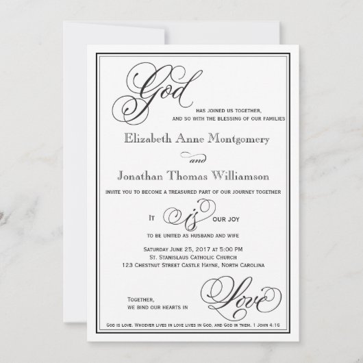 神は愛キリスト教台本結婚式招待状 招待状 (正面)