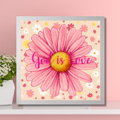 神は愛ピンクカラフルヒマワリ引用文 ポスター