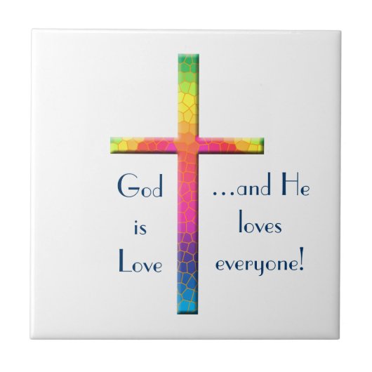神は愛虹のモザイク十字です タイル (正面)