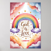 神は愛 キリスト教の幼児向け壁アート ポスター (正面)