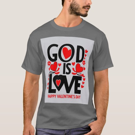 神は愛 バレンタインデー Tシャツ (正面)