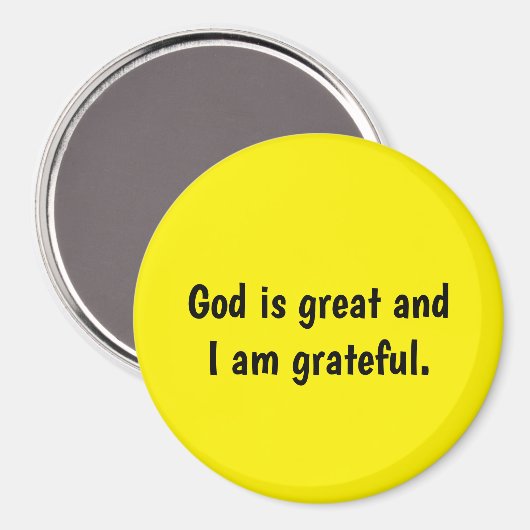 神は感謝し素晴らしている – 黄色の磁石 マグネット (正面/裏面)