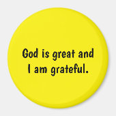 神は感謝し素晴らしている – 黄色の磁石 マグネット (正面)