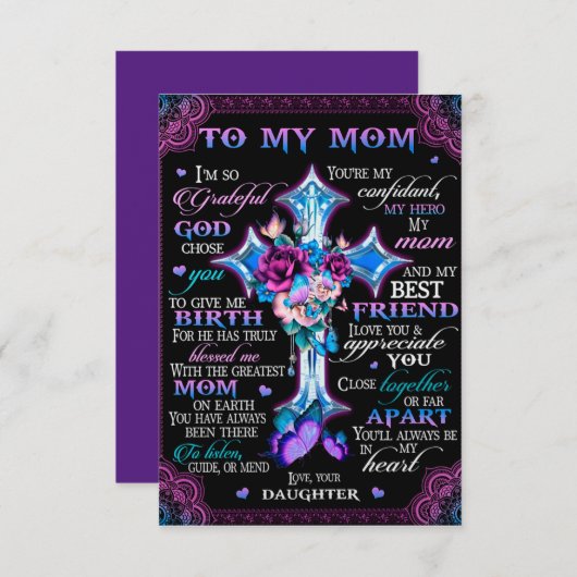 神は感謝の気持ちを私に選与えんだ誕生 – ママ サンキューカード (正面/裏面)