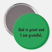 神は感謝素晴らししている – グリーンマグネット マグネット (正面/裏面)