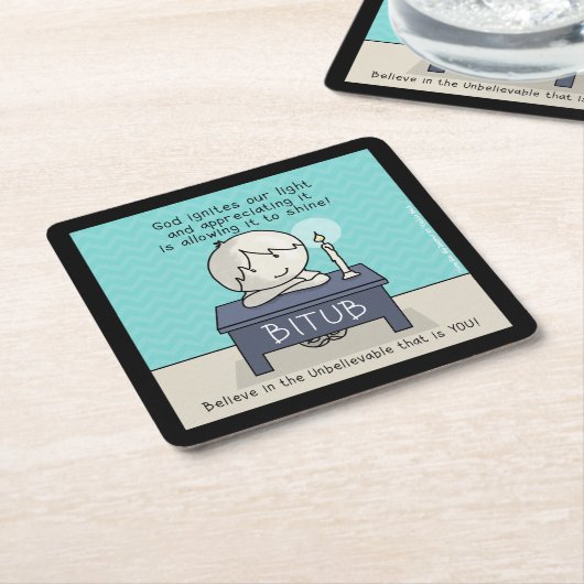 神は我々の光に火を付ける スクエアペーパーコースター (アングル)