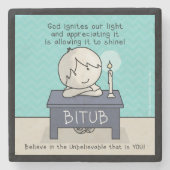 神は我々の光に火を付ける ストーンコースター (正面)