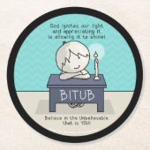 神は我々の光に火を付ける ラウンドペーパーコースター (正面)