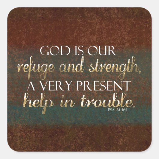 神は我々の皈依キリスト教の聖書の聖句Brown/金ゴールド スクエアシール (正面)