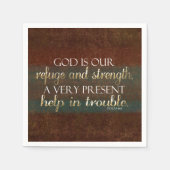 神は我々の皈依キリスト教の聖書の聖句Brown/金ゴールド スタンダードカクテルナプキン (正面)