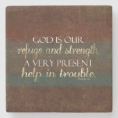 神は我々の皈依キリスト教の聖書の聖句Brown/金ゴールド ストーンコースター (正面)