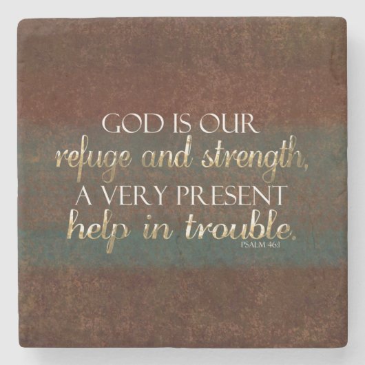 神は我々の皈依キリスト教の聖書の聖句Brown/金ゴールド ストーンコースター (正面)