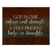 神は我々の皈依キリスト教の聖書の聖句Brown/金ゴールド ポスター (正面)