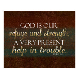 神は我々の皈依キリスト教の聖書の聖句Brown/金ゴールド ポスター