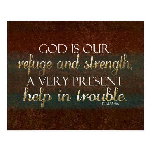 神は我々の皈依キリスト教の聖書の聖句Brown/金ゴールド ポスター (正面)